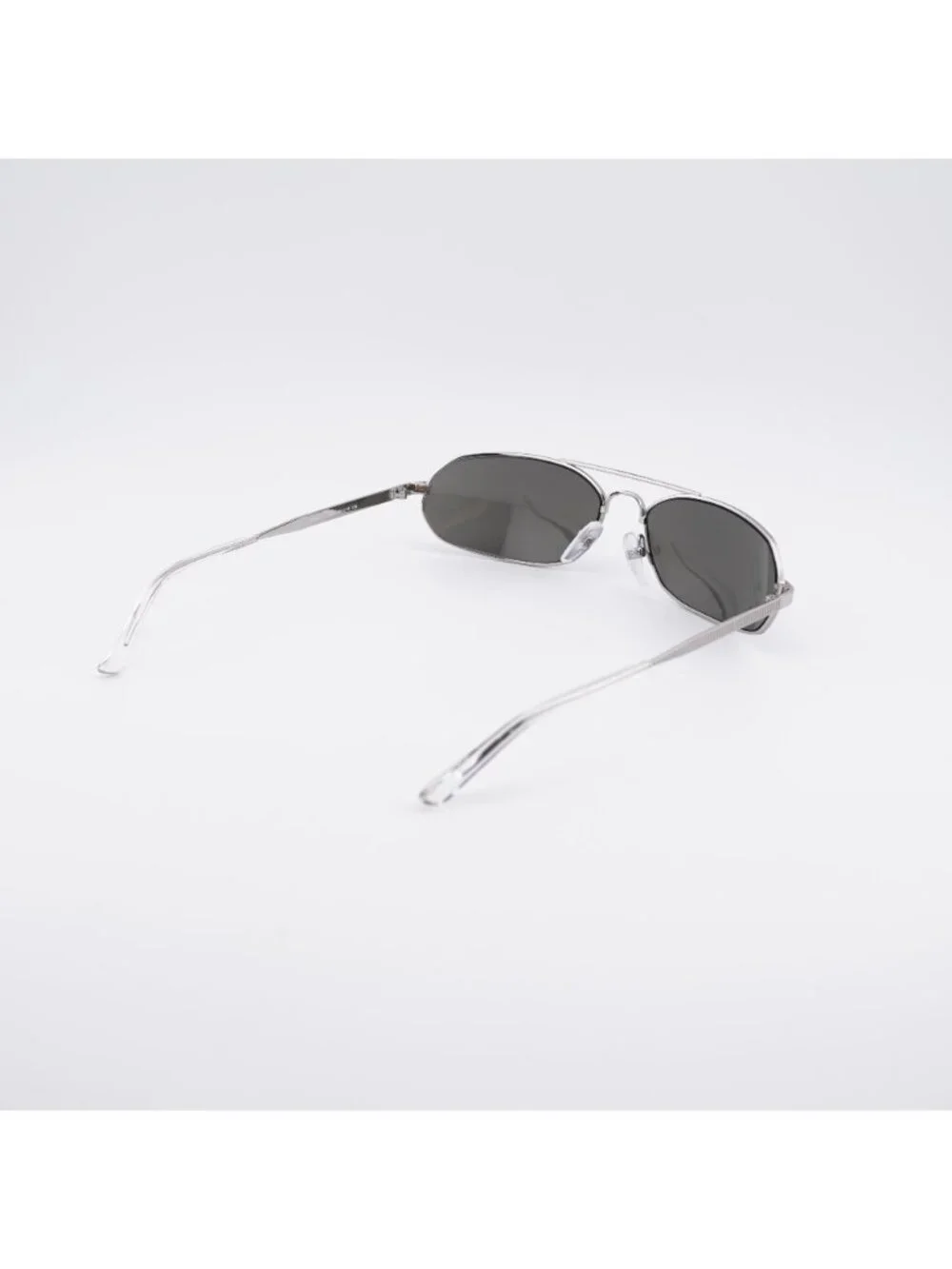 Balenciaga BB0010S 005 Unisex Sunglasses Silver Oval Frame, Silver Lenses